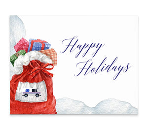 HGC010 Mail Carrier Christmas PostCards with Santa Bag gifts presents thank you usps holiday