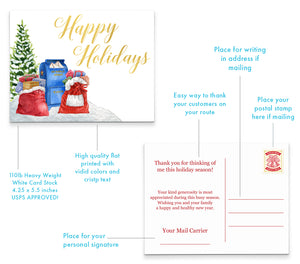 Happy Holiday Postcards for Mail Carrier with Holiday Mail
