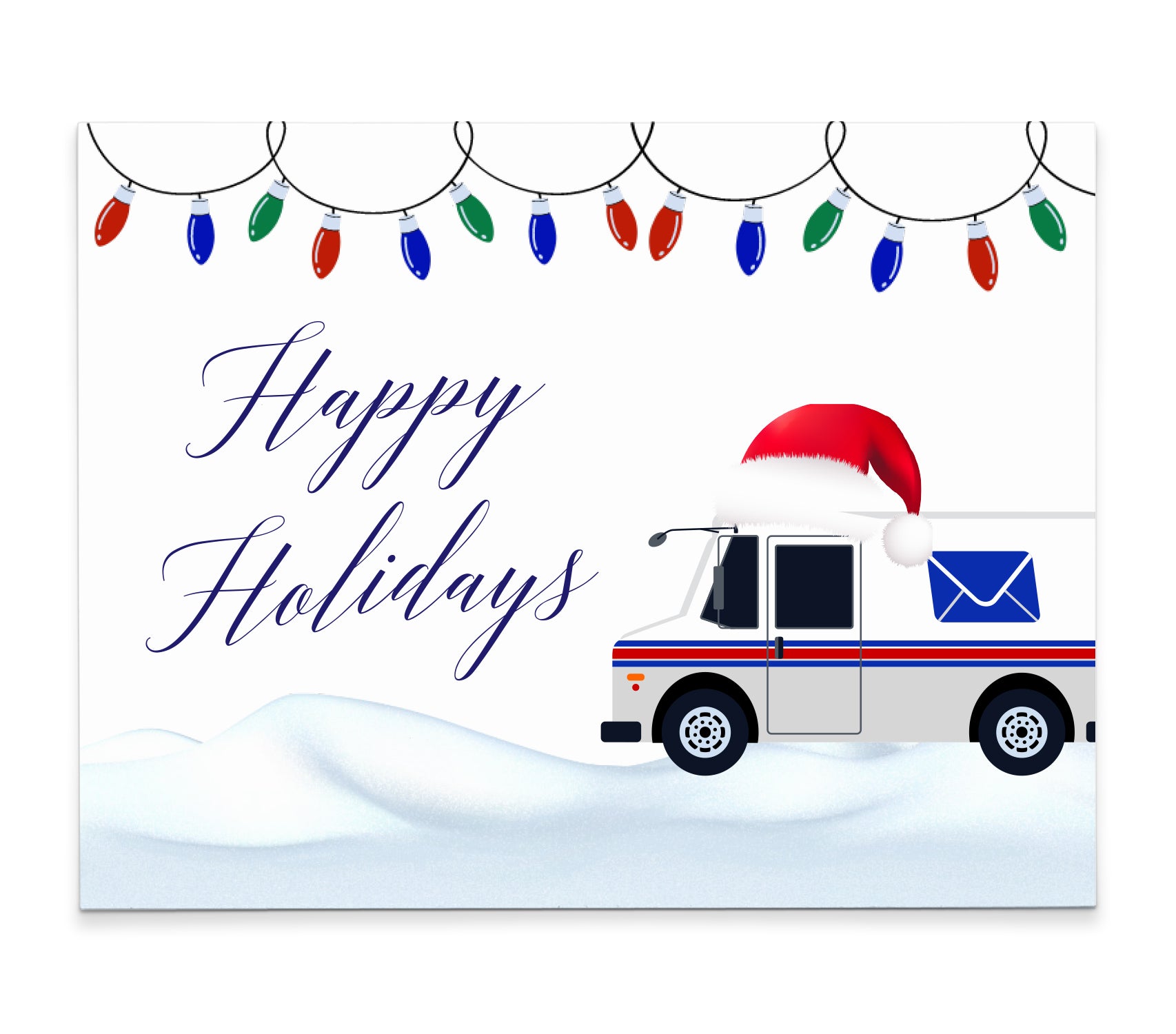     HGC012 Holiday Mail Carrier Postcards with Postal Truck christmas lights usps thank you santa hat