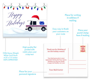 Holiday Mail Carrier Postcards with Postal Truck