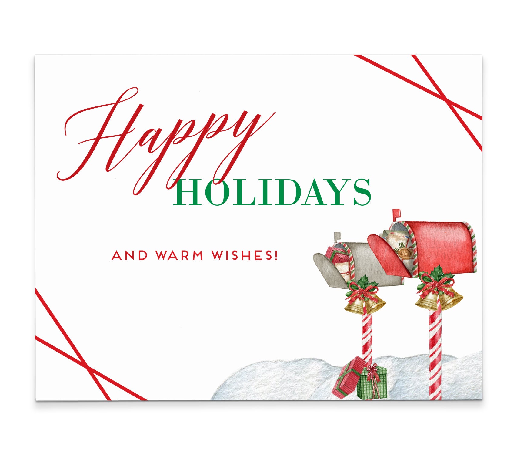 HGC014 Letter Carrier Thank You Cards with Mailboxes-and-Presents-usps postcards red green christmas holiday
