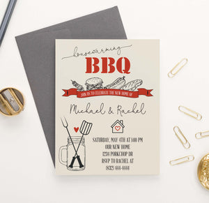 HPI003 Bbq housewarming party invite personalized grill backyard rustic 1
