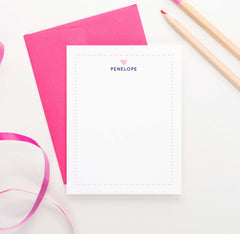 KS004 heart and polka dot border stationary personalized for kids simple cute