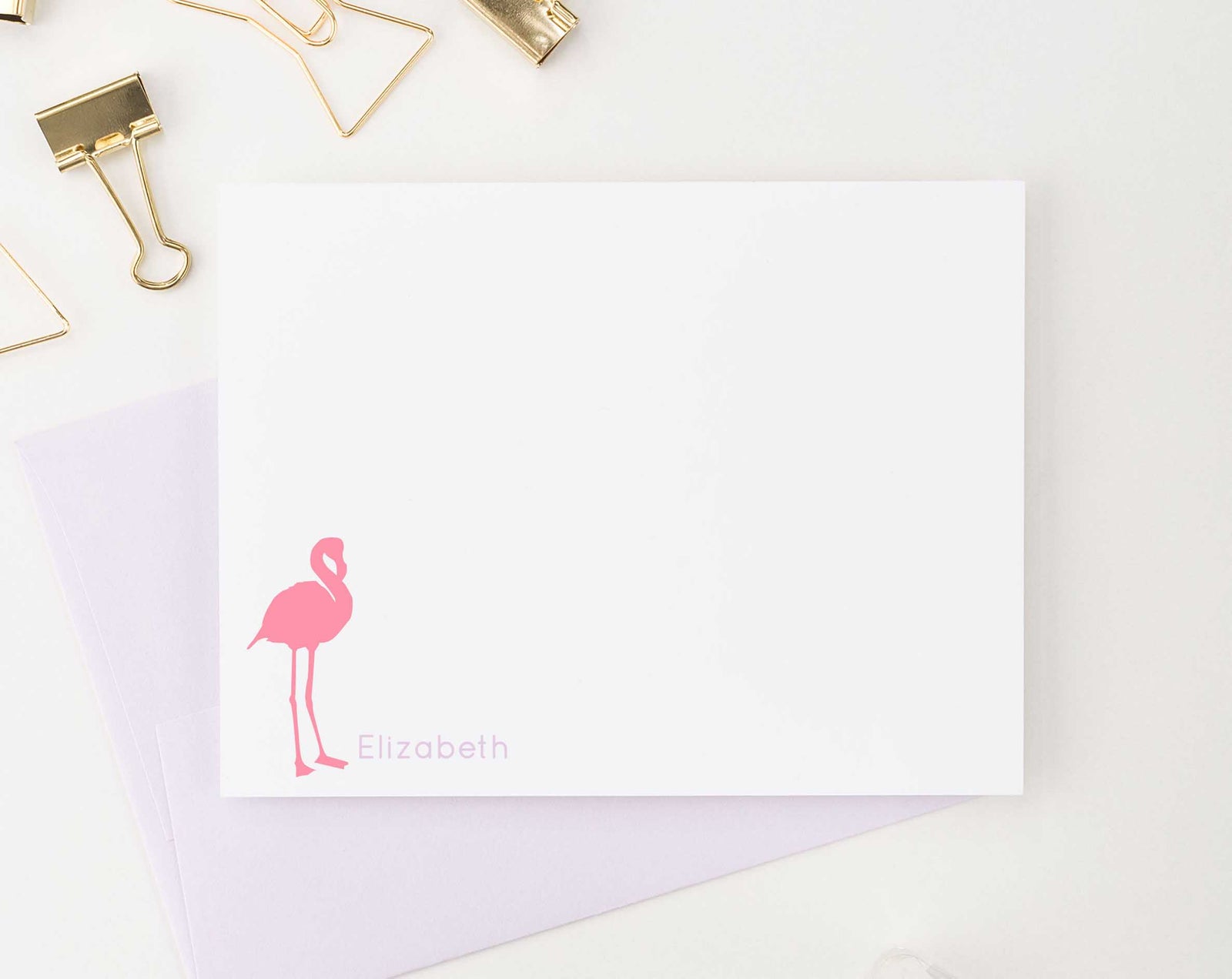 KS006 personalized flamingo childrens stationery set kids flat note card bird animal