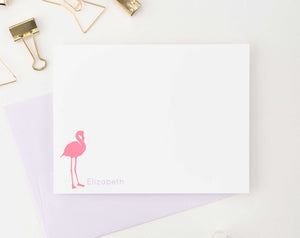 KS006 personalized flamingo childrens stationery set kids flat note card bird animal 1