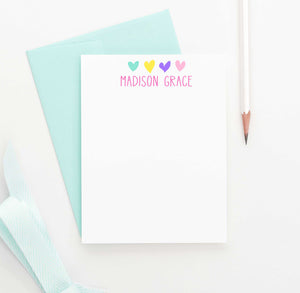 KS008 personalized hearts kid stationary note cards set heart cute simple 3