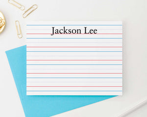 KS011 lined personal stationery for kids personalized notecards flat kinder lines stationary thank you 1