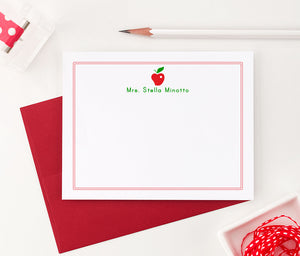 KS023 personalized apple thank you cards for teachers border flat stationery principal teacher