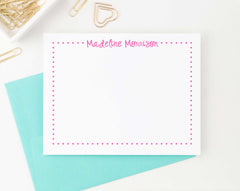 KS031 modern bordered thank you cards personalized for girls stationery flat polka dot border kids