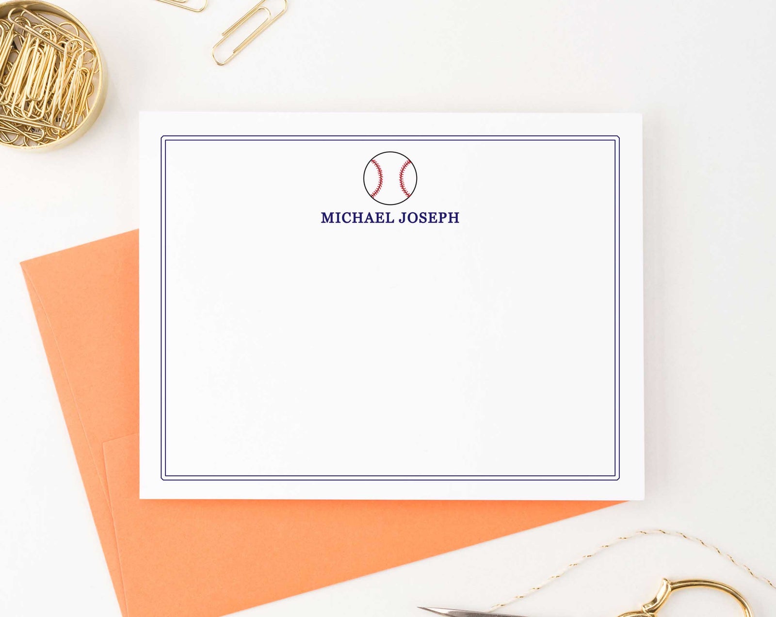 KS034personalized baseball stationery note cards for kids sports sportsporty athletic