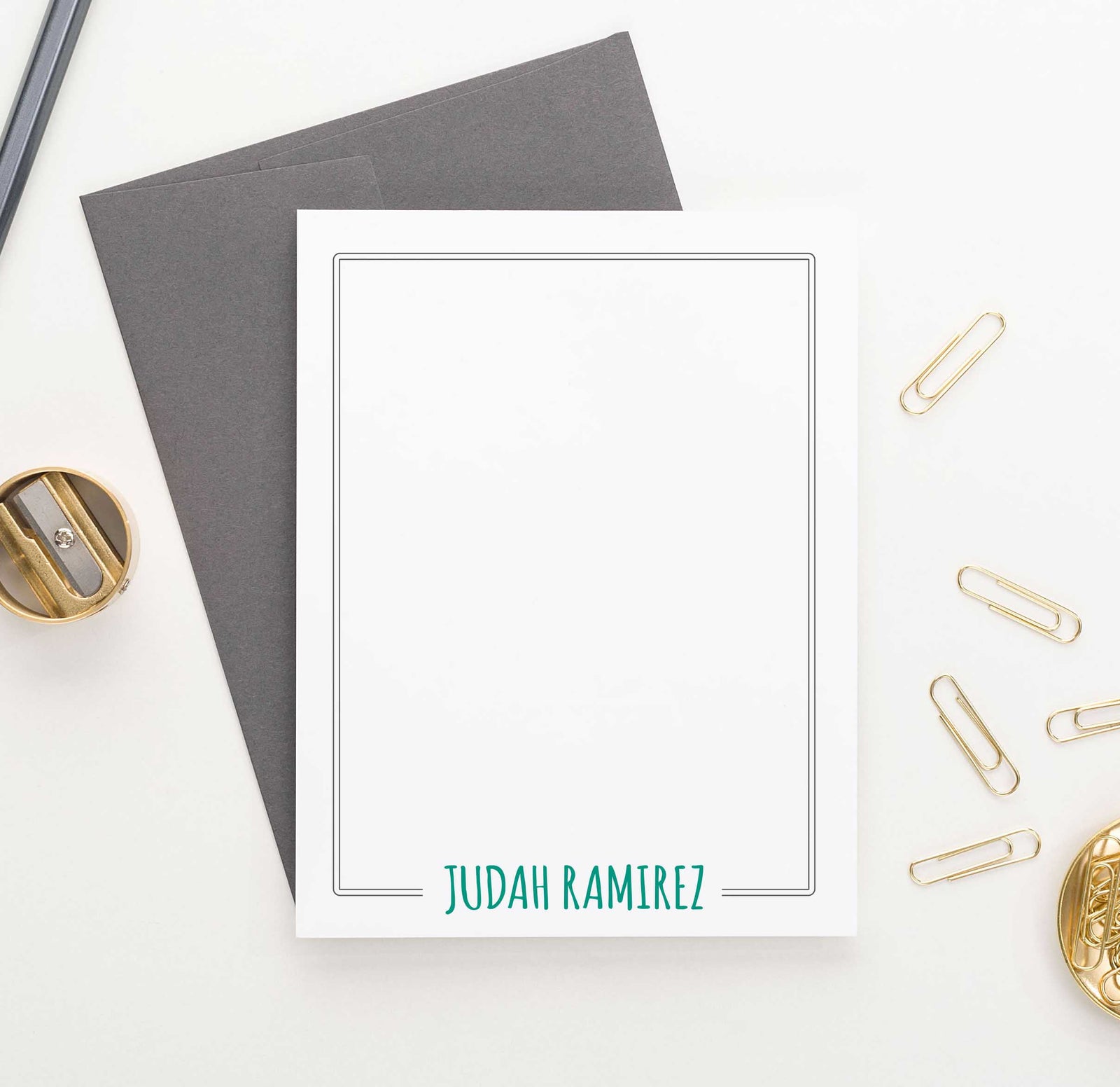 KS041A simple border personalized stationery notecard boys girls 1