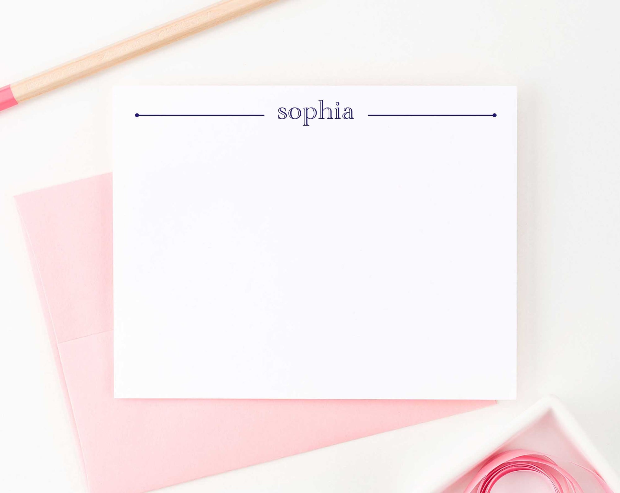 KS045 simple name and linekid stationery personalized flat notecard stationary kids