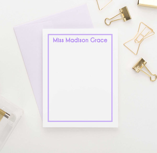 Simple Block Font Kids Stationary Personalized - Modern Pink Paper