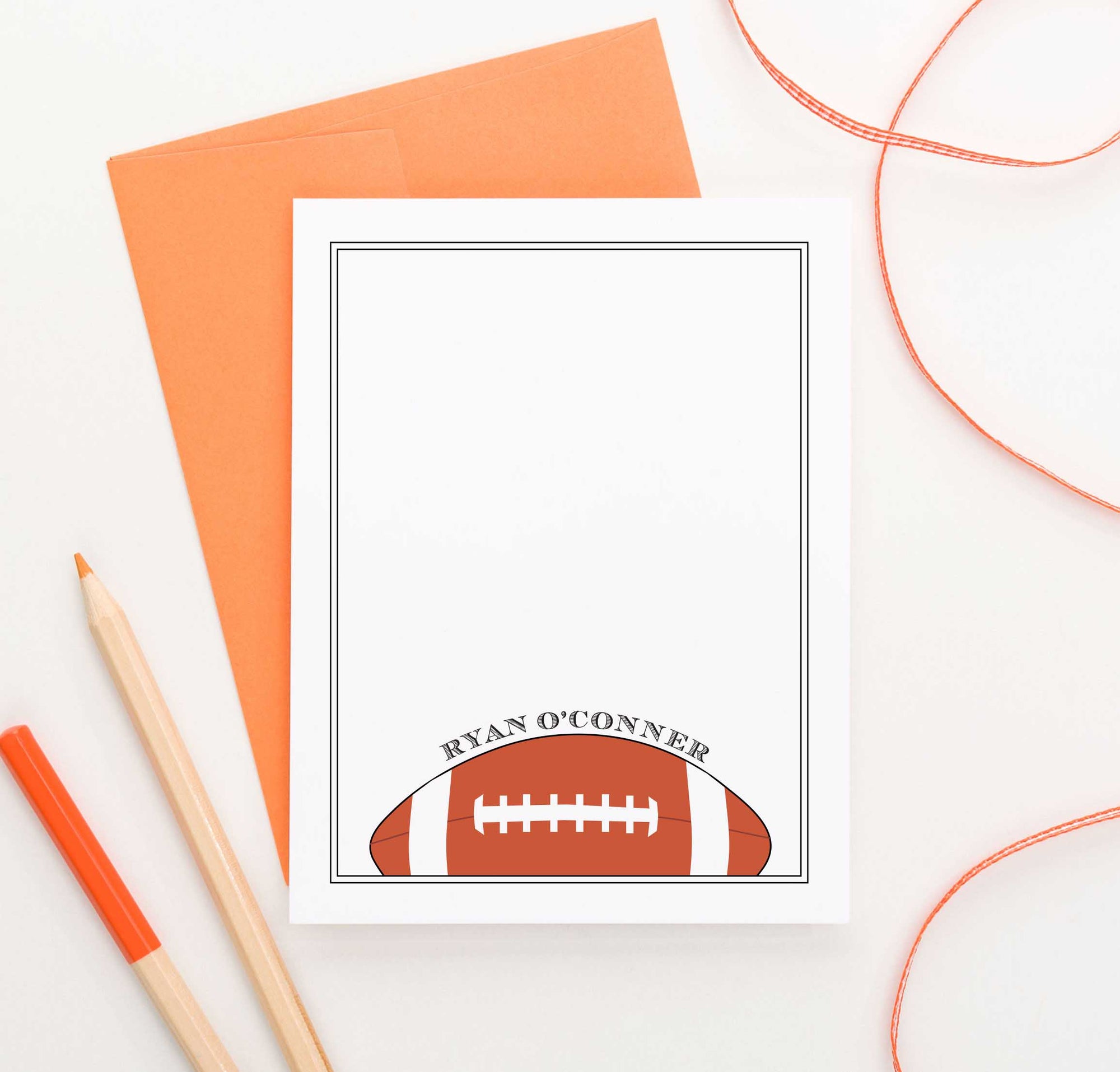 KS049 personalized football thank you cards for boys girls sports sport athletic vertical 1