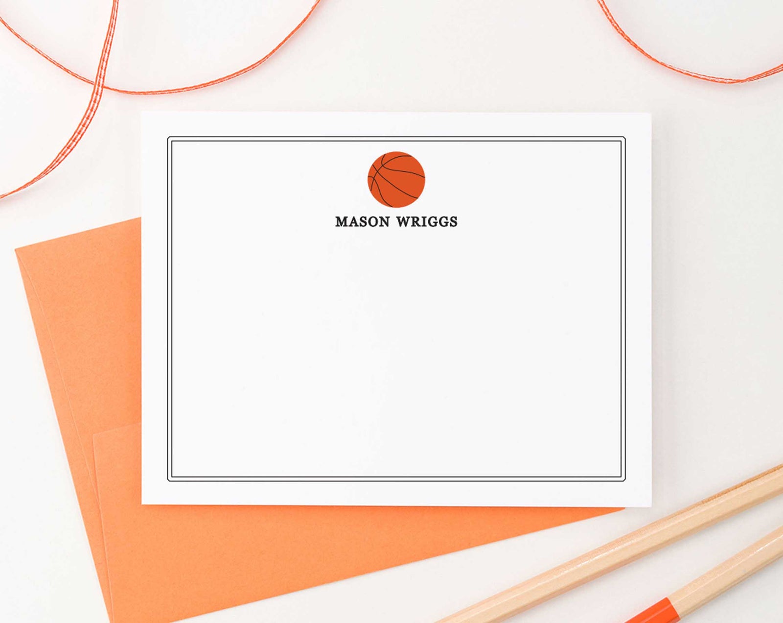 KS051 personalized basketball kid stationery with border boys girls sports sport athletic