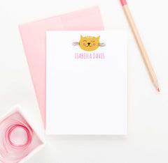 KS053 cat personalized notecards for children kids boys girls stationery cats kitten kitty animal