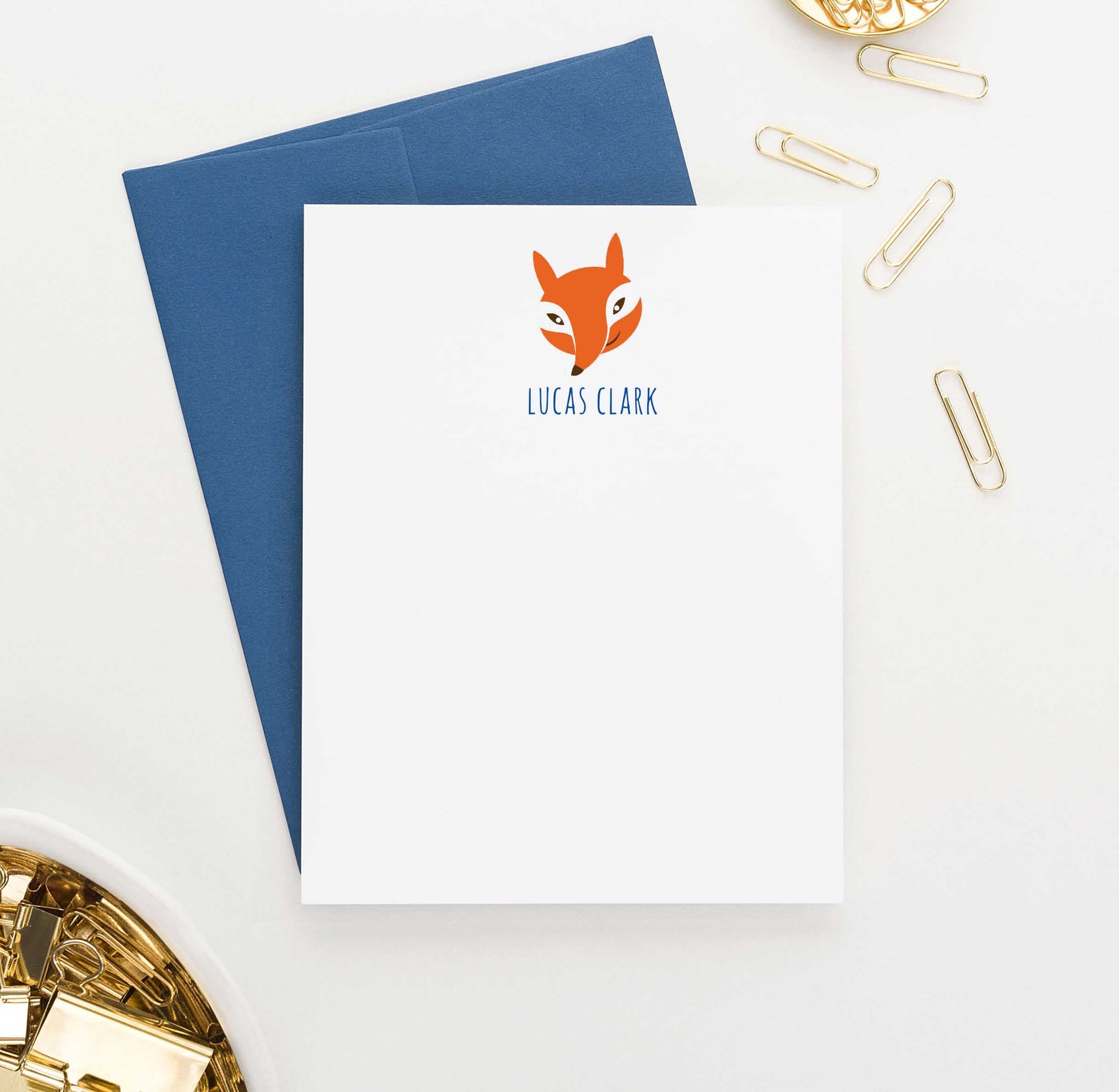 KS055 personalized fox stationery for kids animal forest orange cute 1