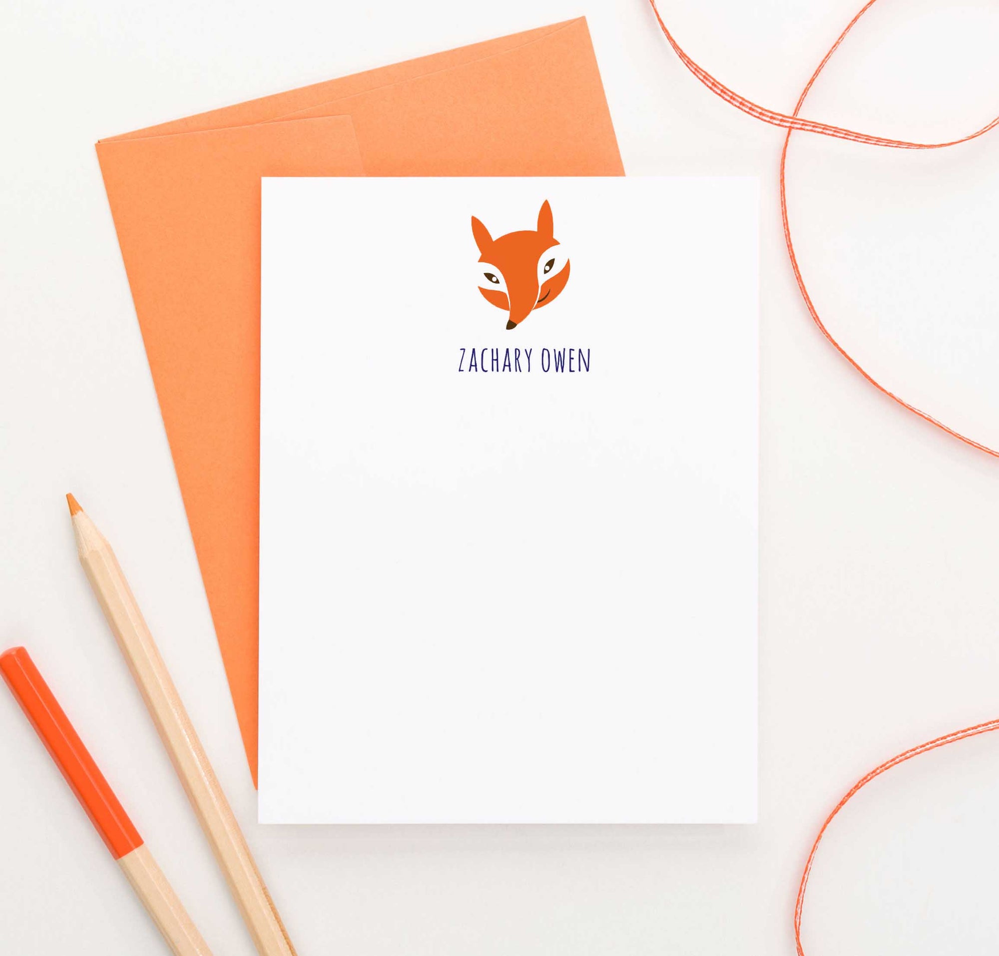 KS055 personalized fox stationery for kids animal forest orange cute 1