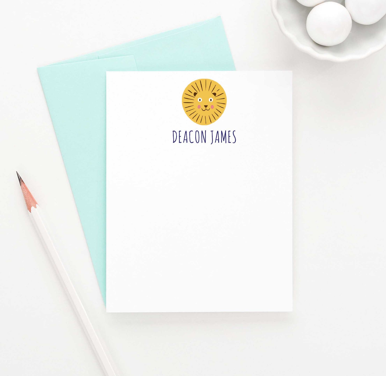 KS056 personalized lion kid stationery with simple block font animal zoo