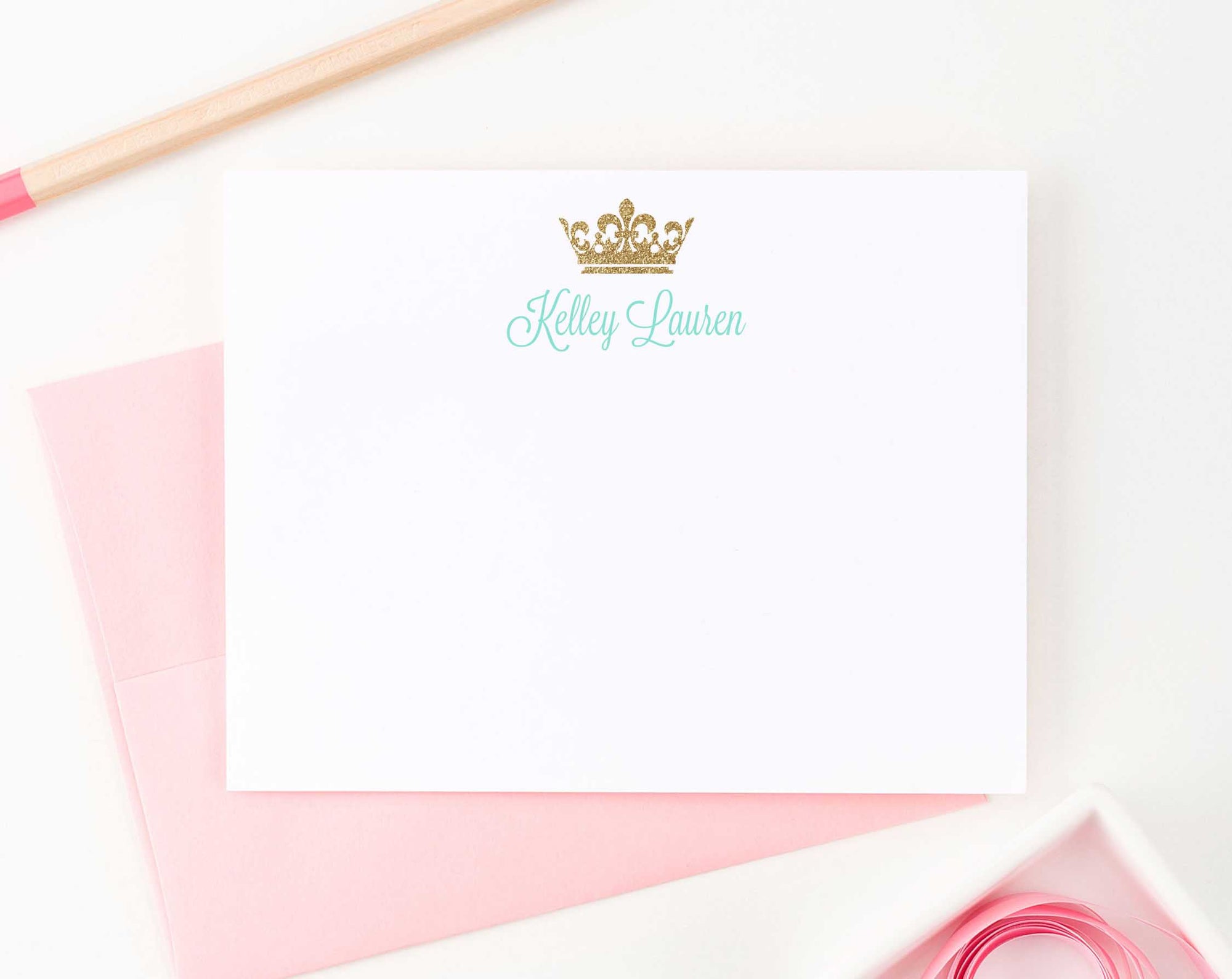 KS061 gold glitter princess crown stationary for girls kids royal tiara personalized elegant 2