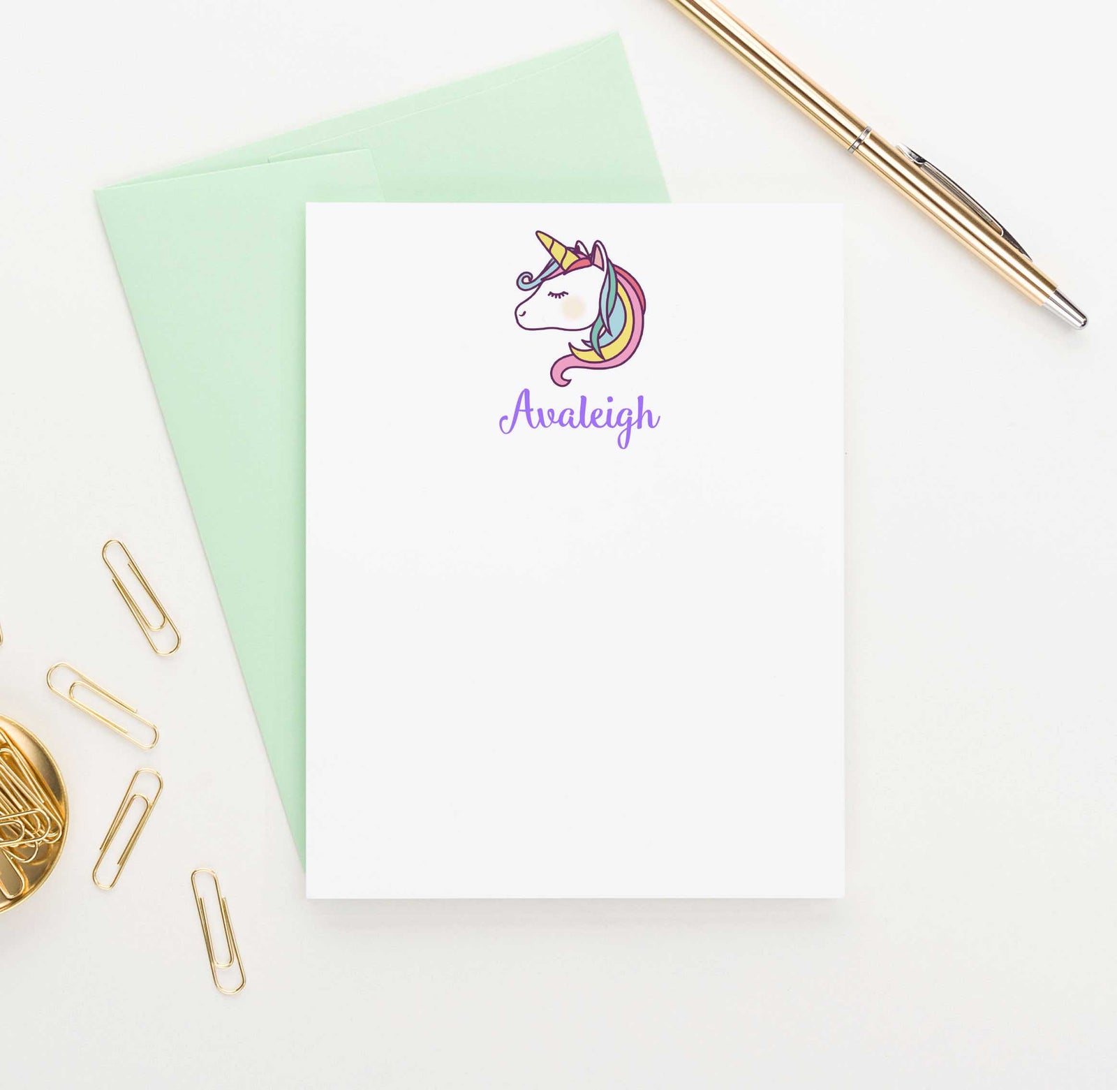 KS064 personalized unicorn kid stationery set girls boys note cards unicorns fairtale animal 1