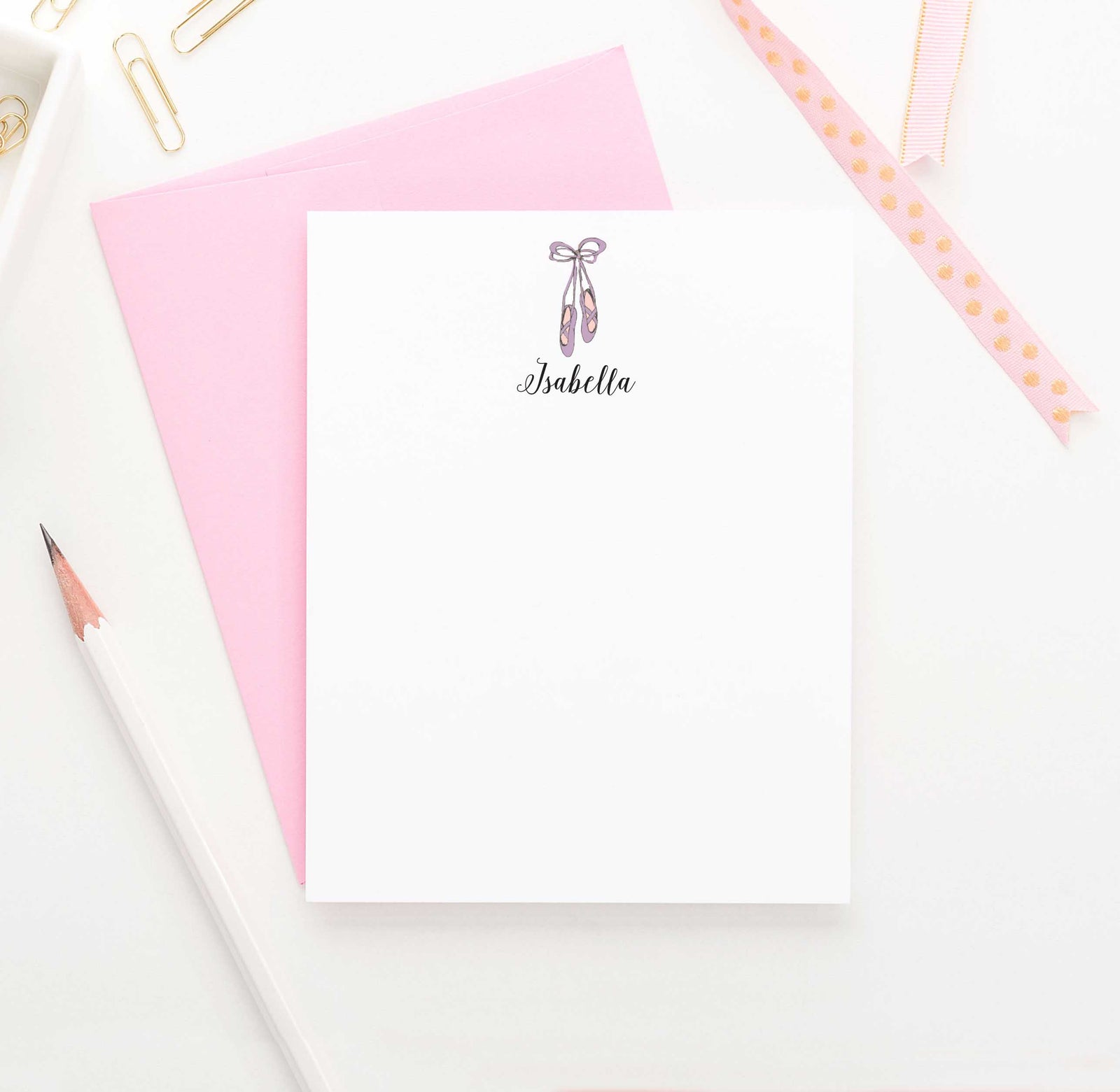 Elegant First and Last Name Personalized Note Pad Set - Modern Pink Paper