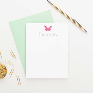 KS067 Watercolor Butterfly stationery note cards for girls kids insect cute simple stationary personalized