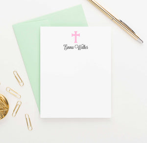 KS072 personalized pink cross stationery for kid girls stationary notecard simple