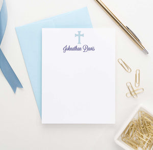 KS073 personalized blue cross stationery for kid boys girls simple stationary note card 1