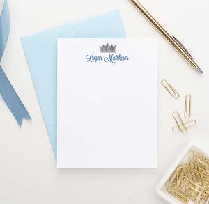 KS074 personalized prince crown stationary for boys kids king royal notecard 1