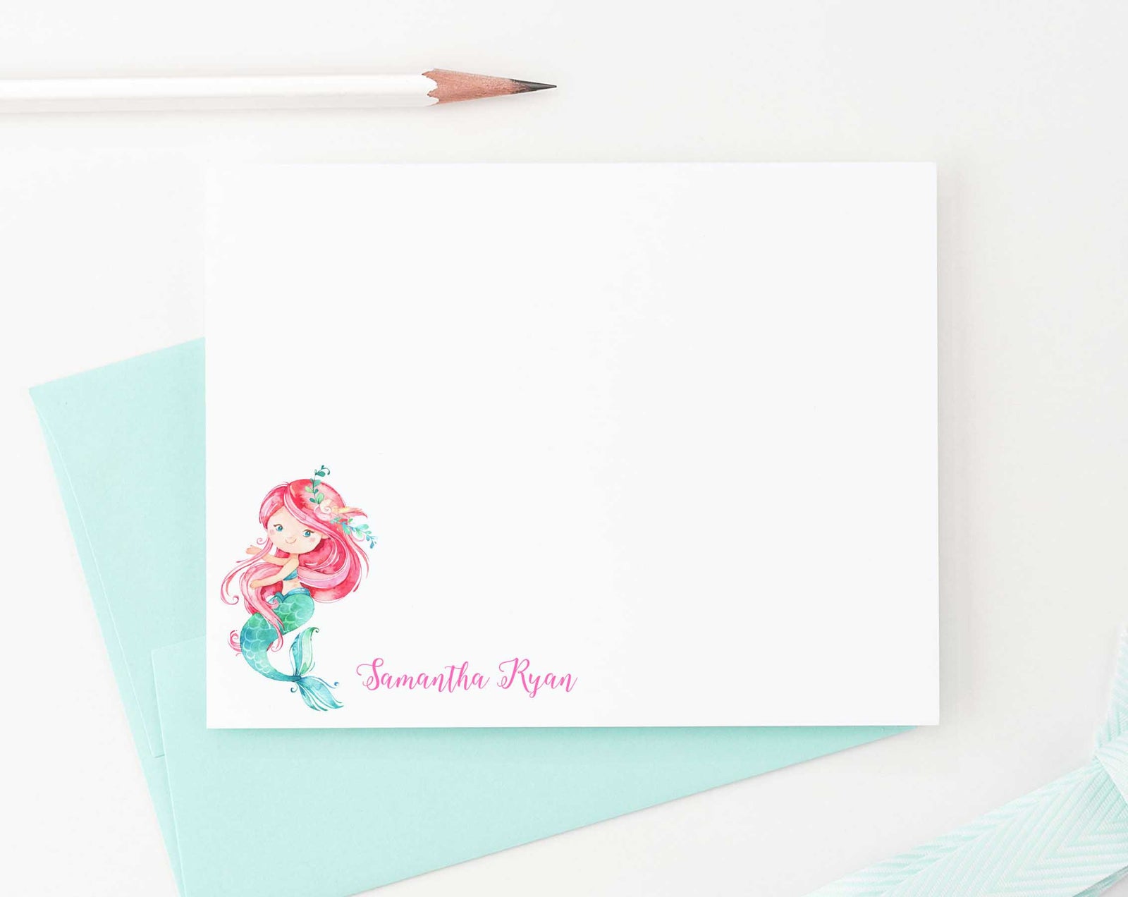 KS085 personalized mermaid stationery set for kids girls boys under the sea mermaids girl fun cute