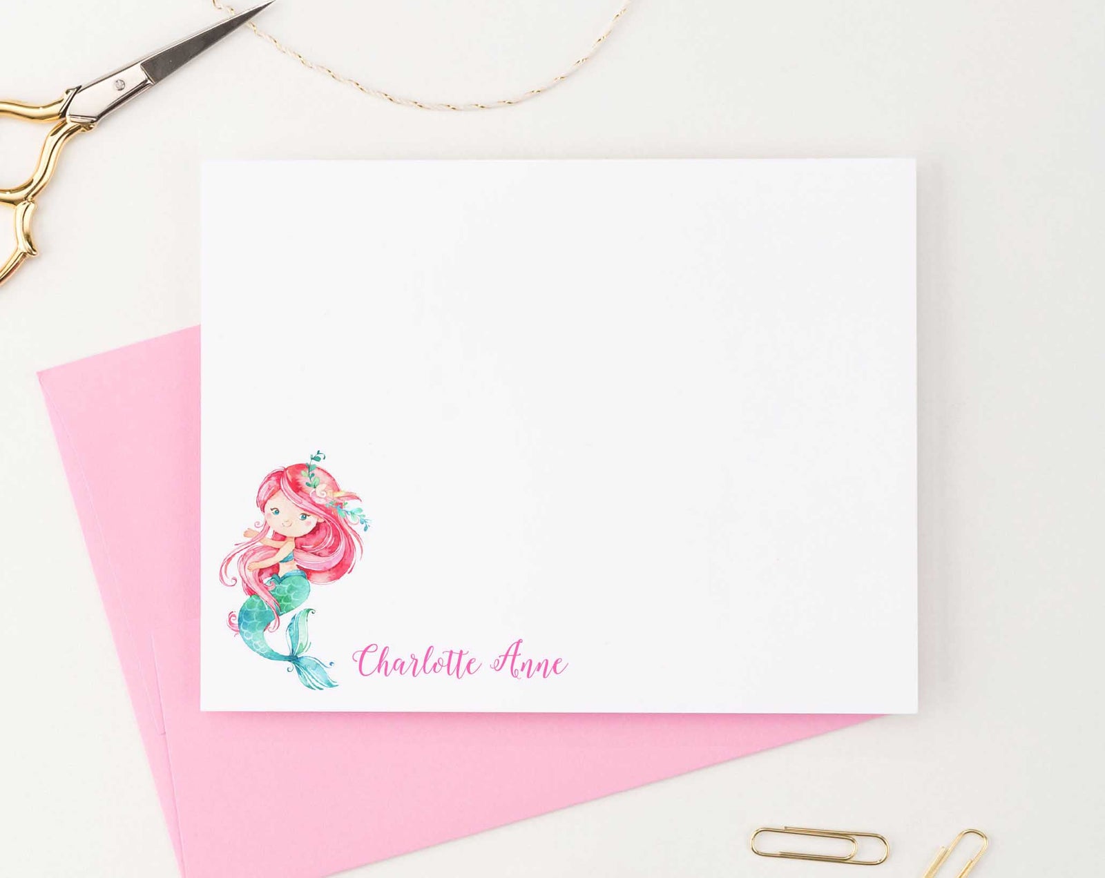 KS085 personalized mermaid stationery set for kids girls boys under the sea mermaids girl fun cute
