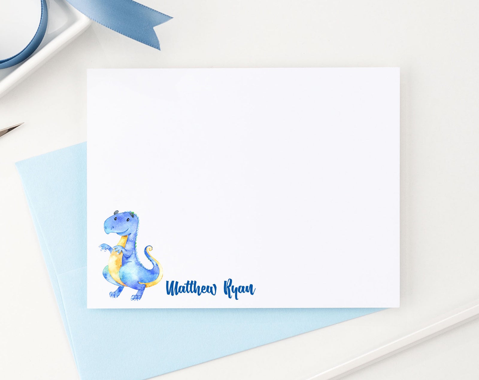 KS086 blue tyrannosaurus dinosaur stationery set personalized kids animal dino dinosaurs 1