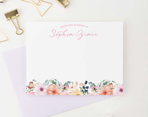 KS090 personalized from the nursey of baby girl stationery girls stationary floral florals flowers elegant 1