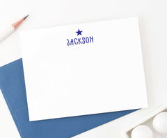 KS091 star note cards personalized name boys girls stars simple cute fun