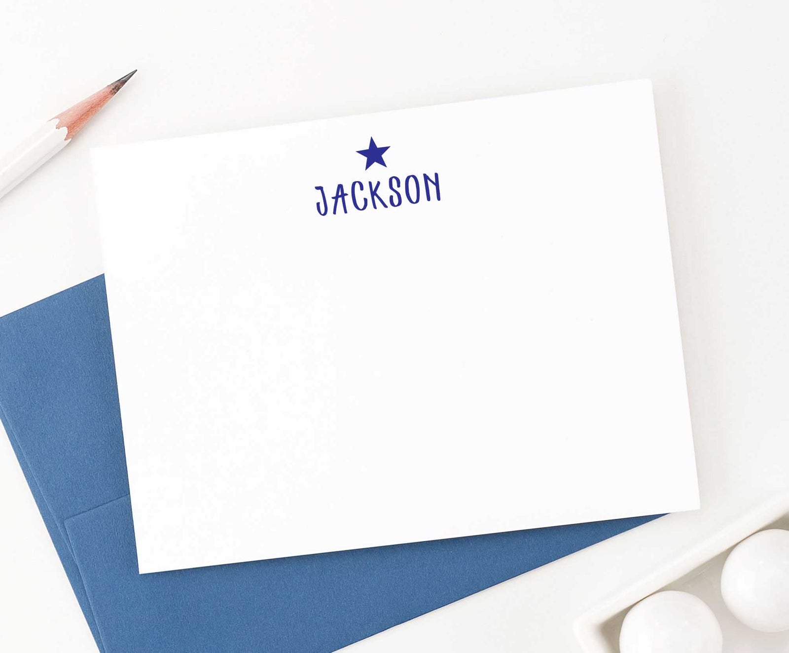 KS091 star note cards personalized name boys girls stars simple cute fun