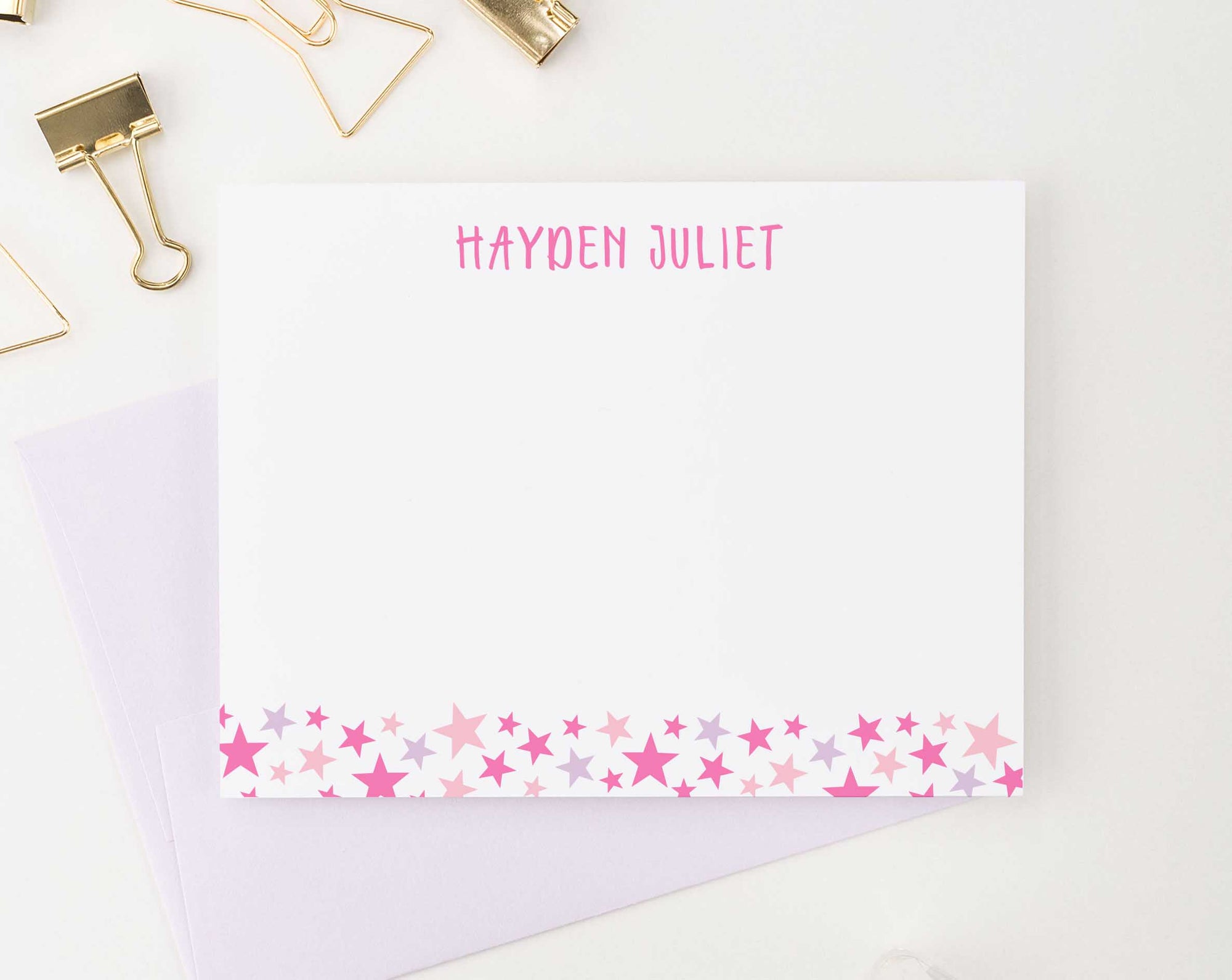 Personalized Unicorn Flat Stationery Card Set for Girls 