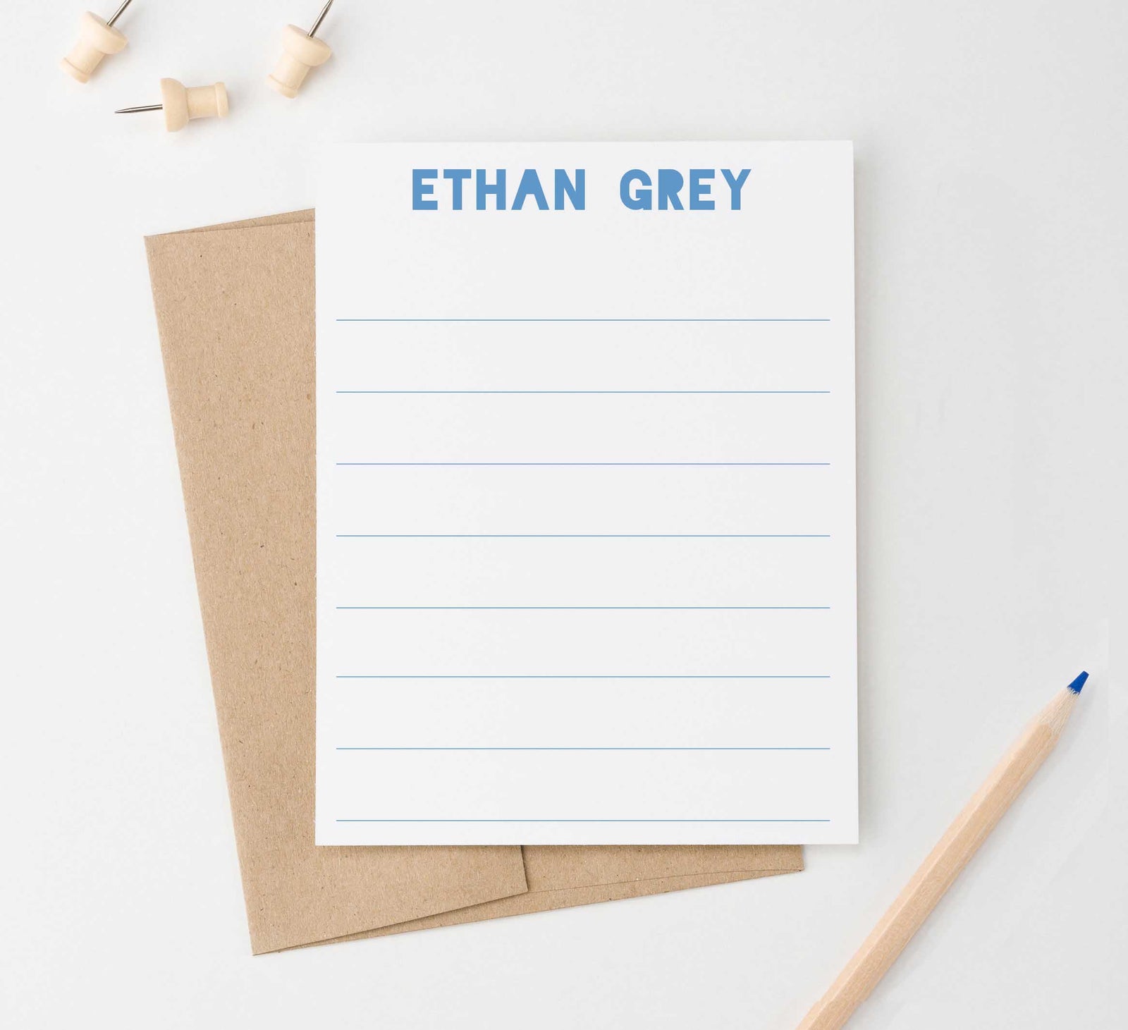KS095 simple lined kid stationary personalized kids boys girlsflat note card lines line simple