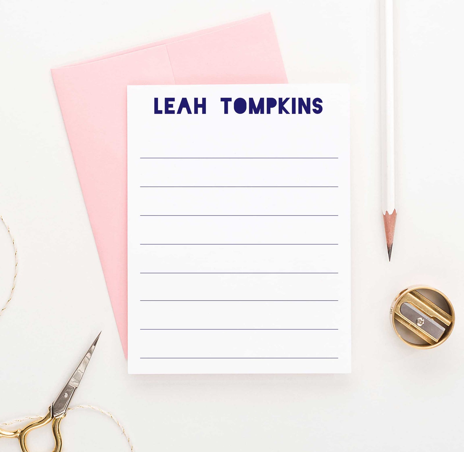 KS097b personalized lined kids stationery set girls boys line lines simple cute note cards 1