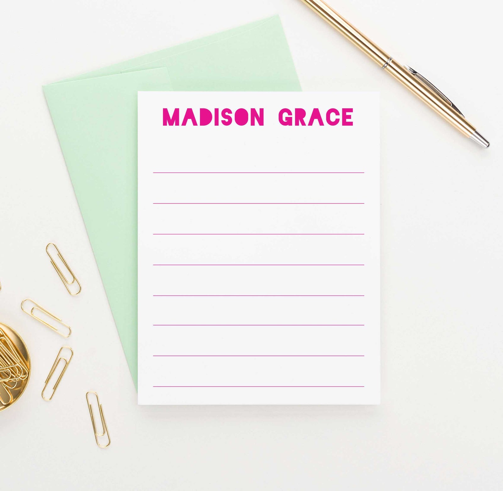 KS097b personalized lined kids stationery set girls boys line lines simple cute note cards 1