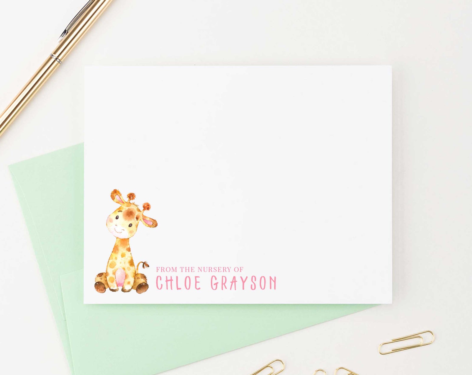 KS101 from the nursery of giraffe note cards for girls and boys animal safari