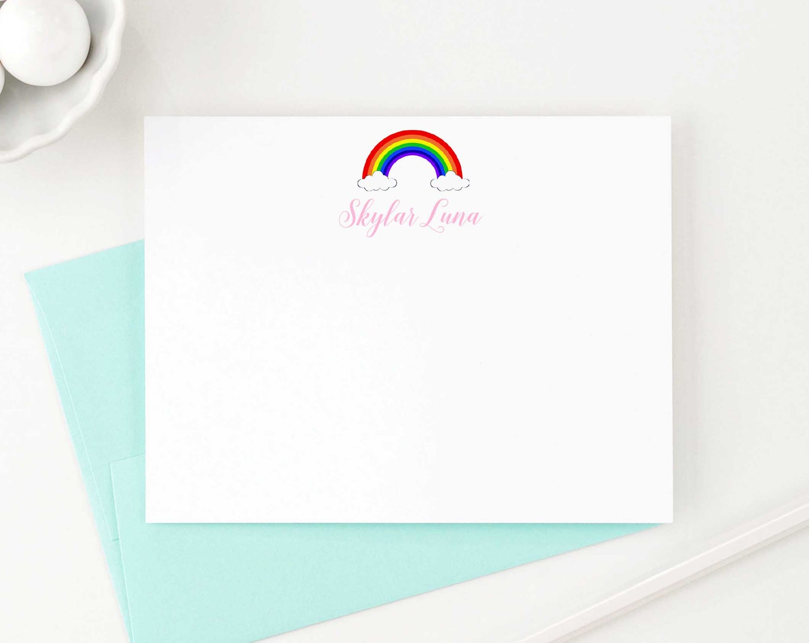 Personalized Rainbow Stationary Notecards for Kids