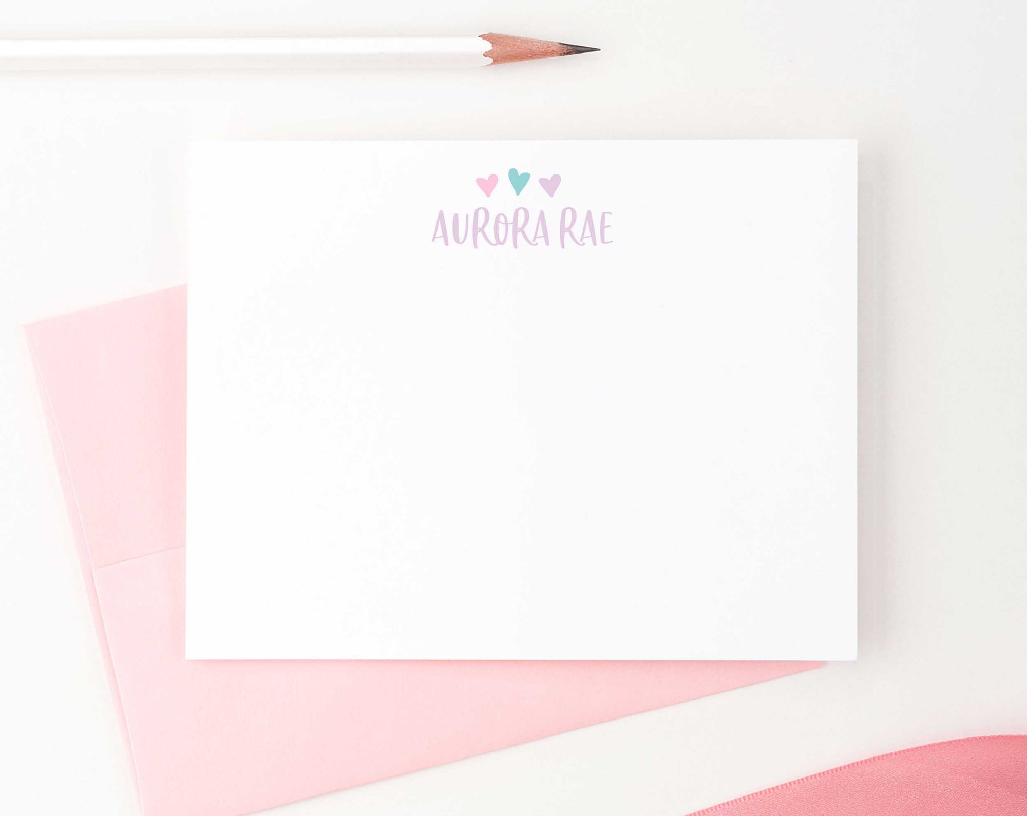 KS103 personalized name and heart stationery set for girls boys heart cute fun simple stationary