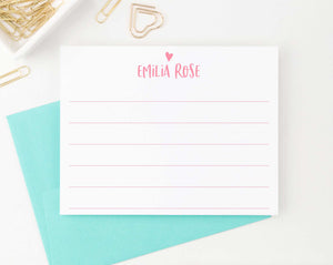 KS104 lined name and heart personal stationery set kids girls boys simple modern cute fun line lines 1