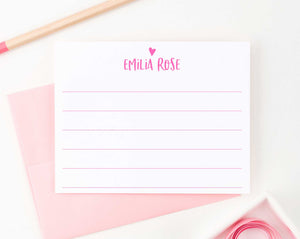 KS104 lined name and heart personal stationery set kids girls boys simple modern cute fun line lines