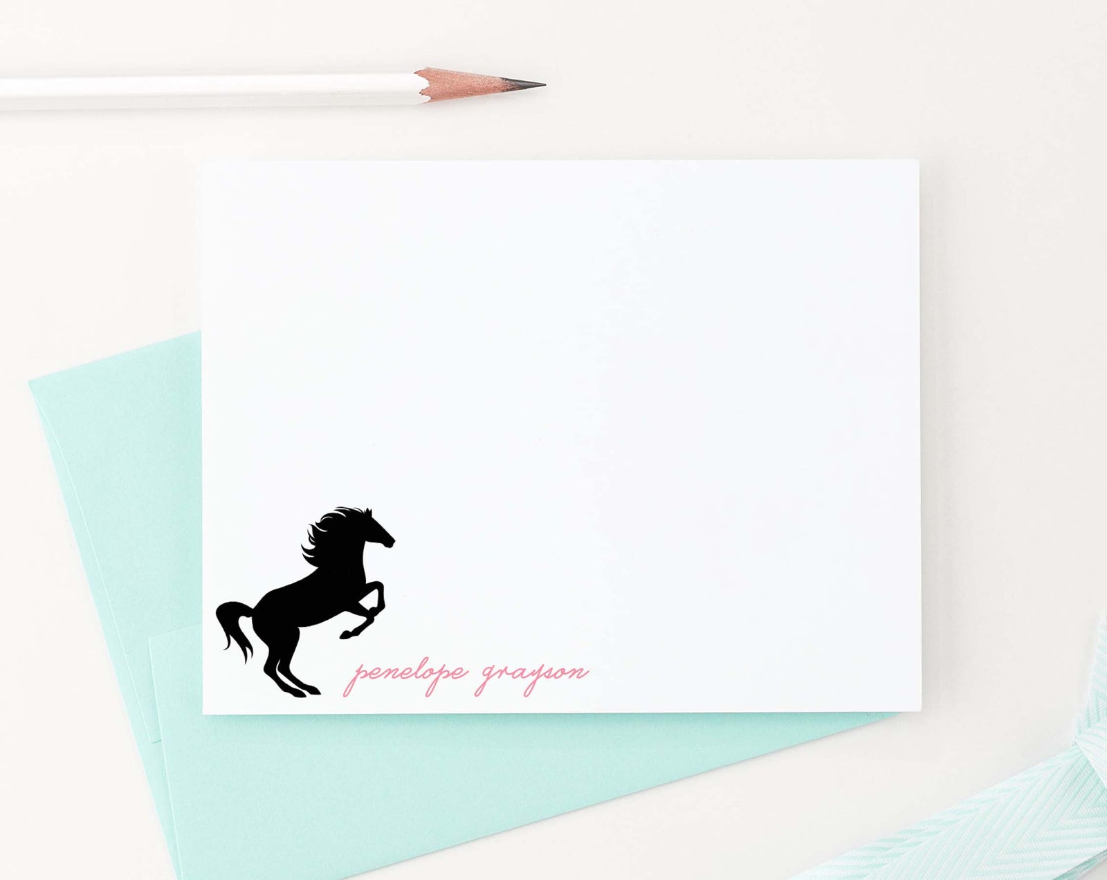 KS105 personalized horse silhouette stationery for children horses pony animal 1