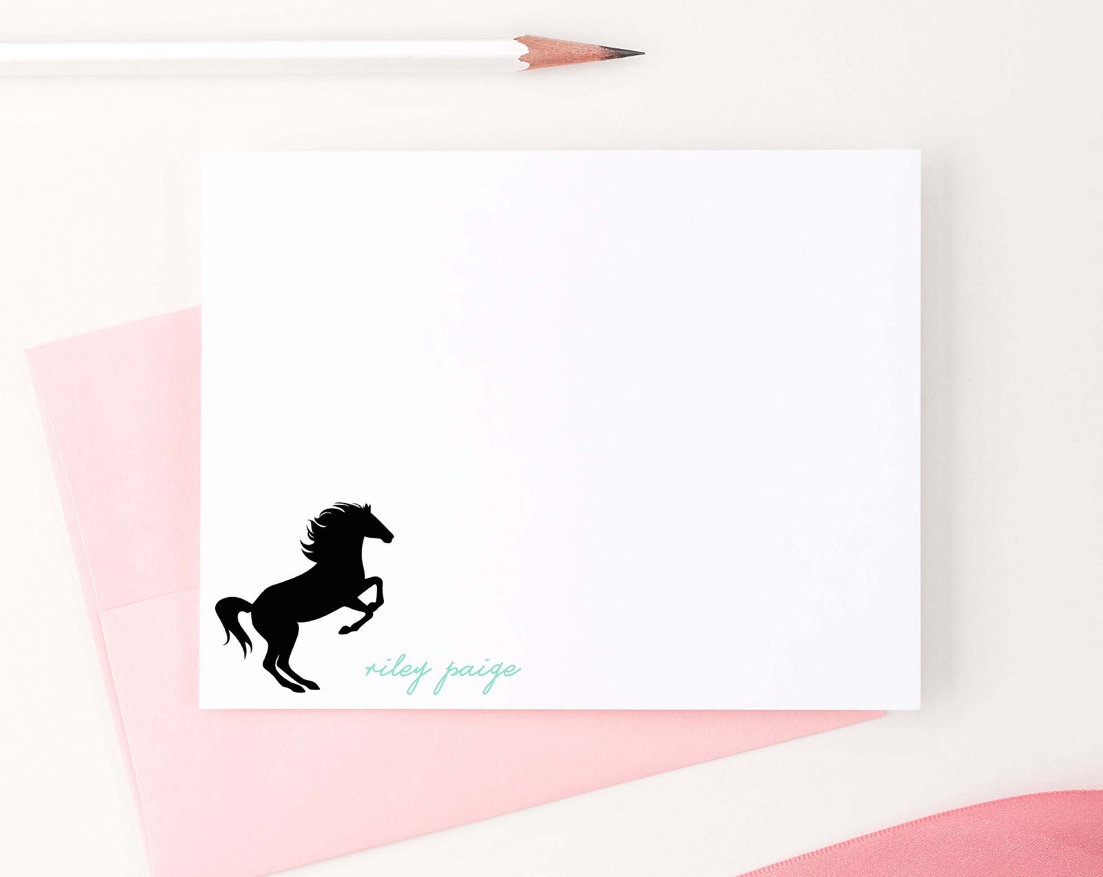 KS105 personalized horse silhouette stationery for children horses pony animal 1