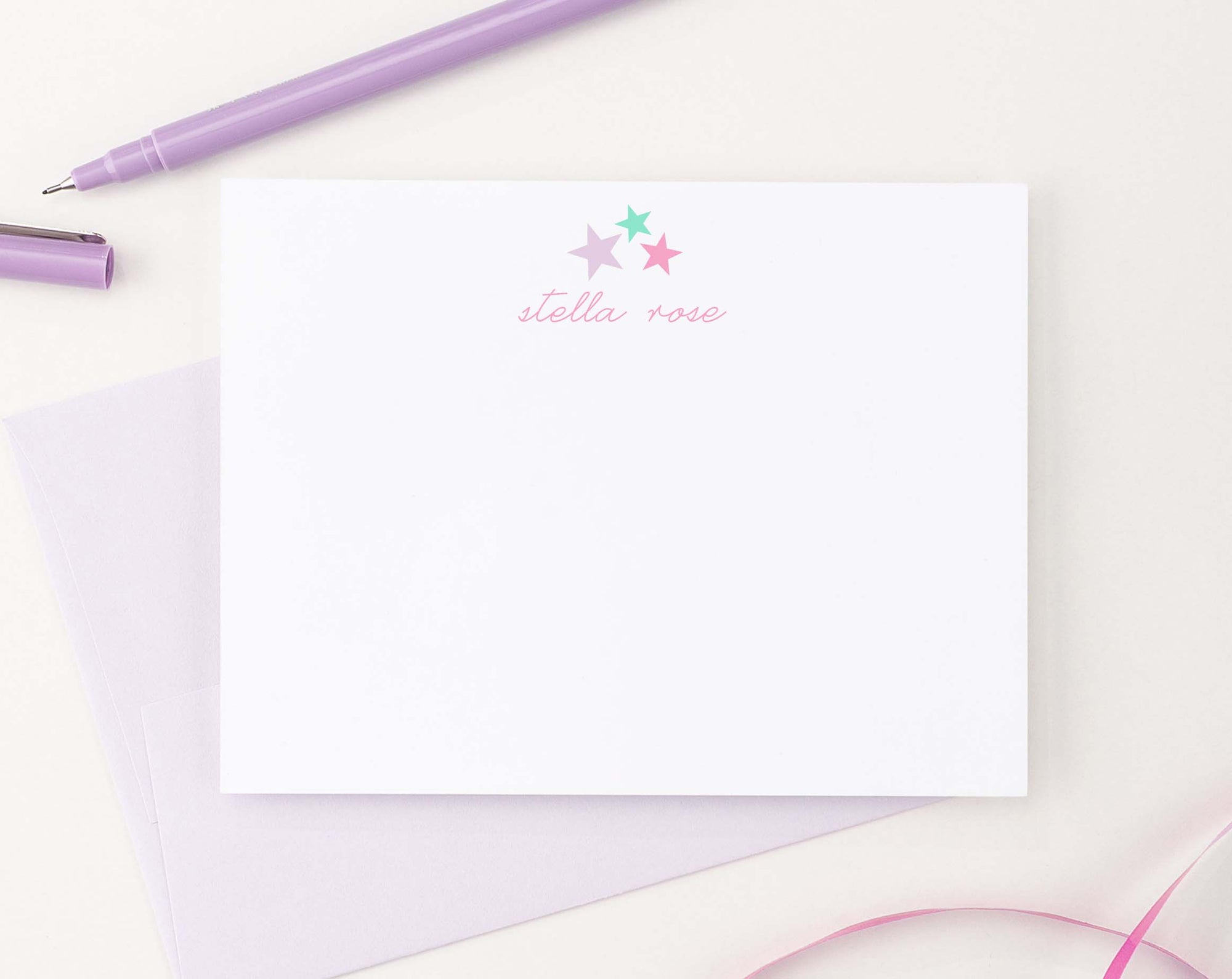 3 Heart Stationery for Girls Stationary, Personalized Stationary