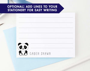 KS110 personalized panda stationery set for boys and girls kids pandas cute simple note cards animal lined