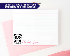 KS111 personalized cute panda stationery set for girls and boys kids notecard simple pandas animal lined